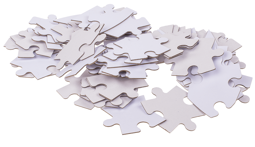 White heart shape puzzle, 80 inscribable pieces,