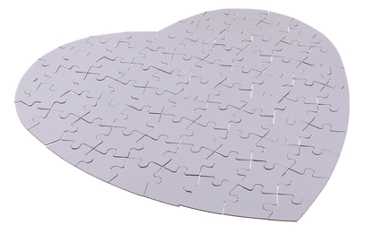 White heart shape puzzle, 80 inscribable pieces,