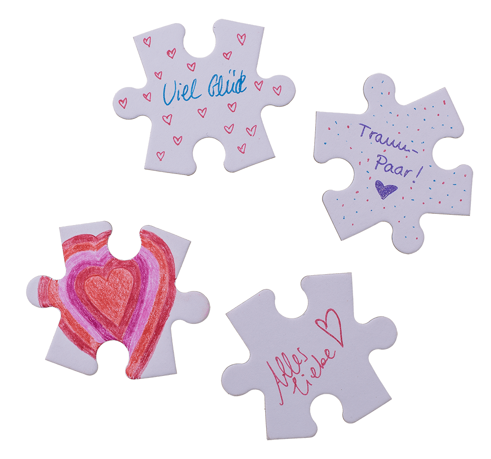 White heart shape puzzle, 80 inscribable pieces,