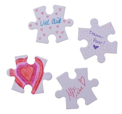 White heart shape puzzle, 80 inscribable pieces,