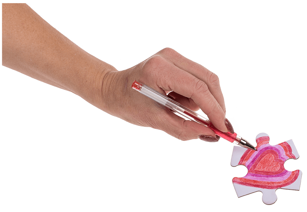 White heart shape puzzle, 80 inscribable pieces,