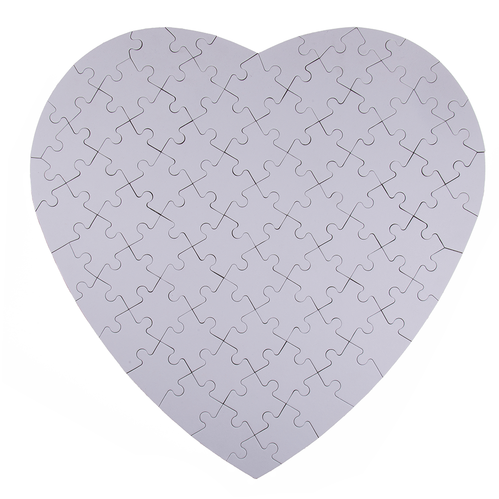 White heart shape puzzle, 80 inscribable pieces,