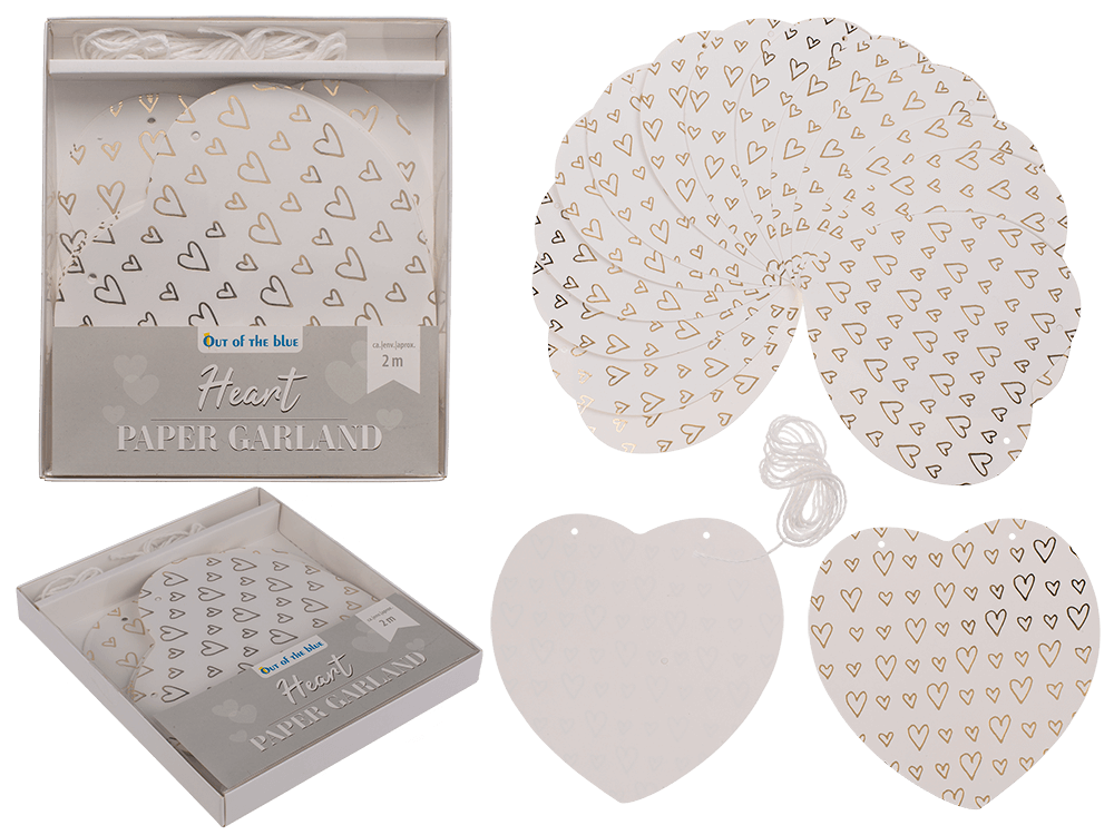 Paper garland, heart, ca. 12 cm, L: 2 m