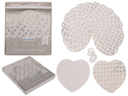 Paper garland, heart, ca. 12 cm, L: 2 m