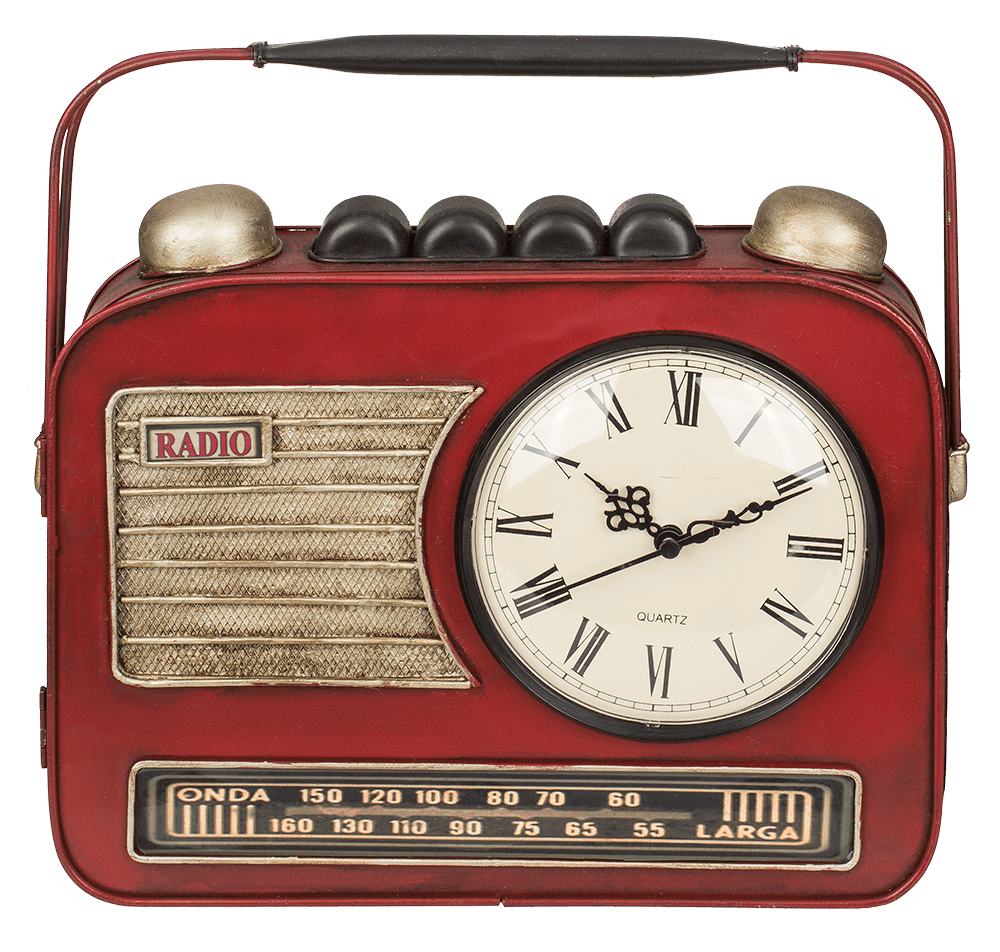 Metal key box, Radio with clock,