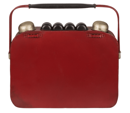 Metal key box, Radio with clock,