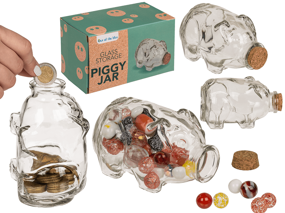 Glass storage jar pig with cork,