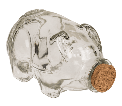 Glass storage jar pig with cork,