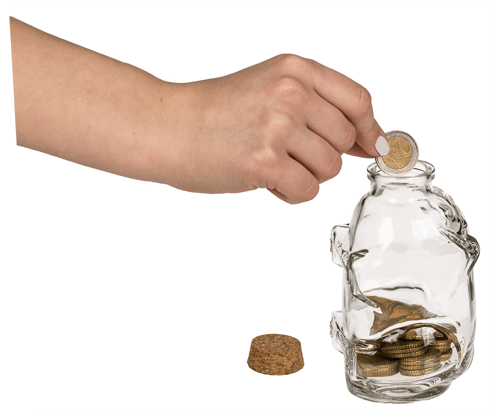 Glass storage jar pig with cork,