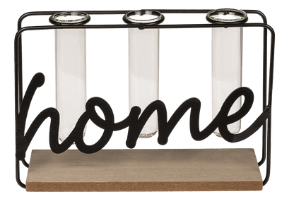 Metal plant holder on wooden base, Home,