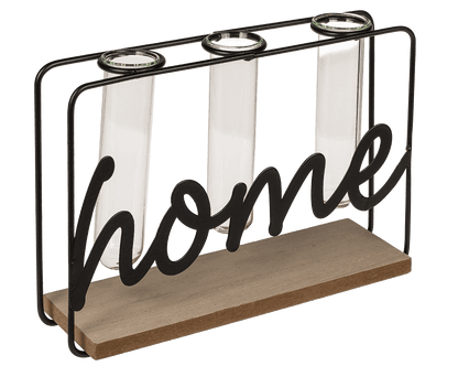 Metal plant holder on wooden base, Home,