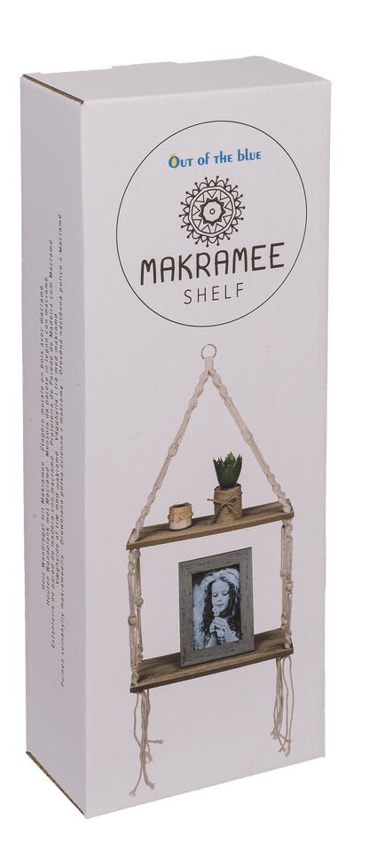 Wooden wall shelf with macrame,