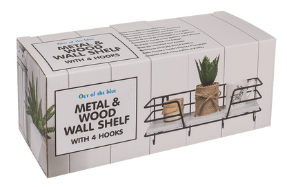 Metal/Wooden all shelf with 4 hooks,