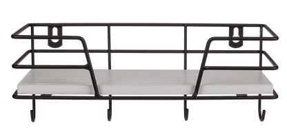 Metal/Wooden all shelf with 4 hooks,