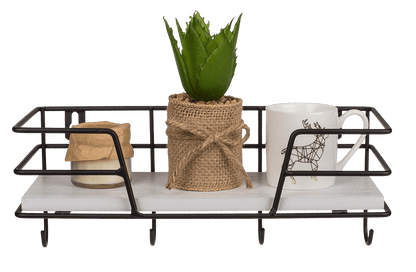 Metal/Wooden all shelf with 4 hooks,