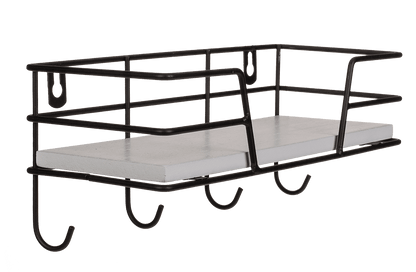 Metal/Wooden all shelf with 4 hooks,