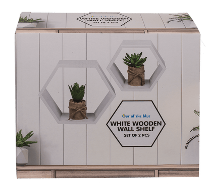 White colored wooden shelf, 6 squares,