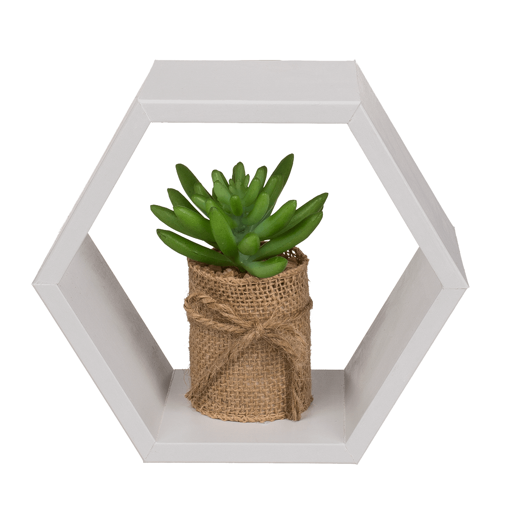 White colored wooden shelf, 6 squares,