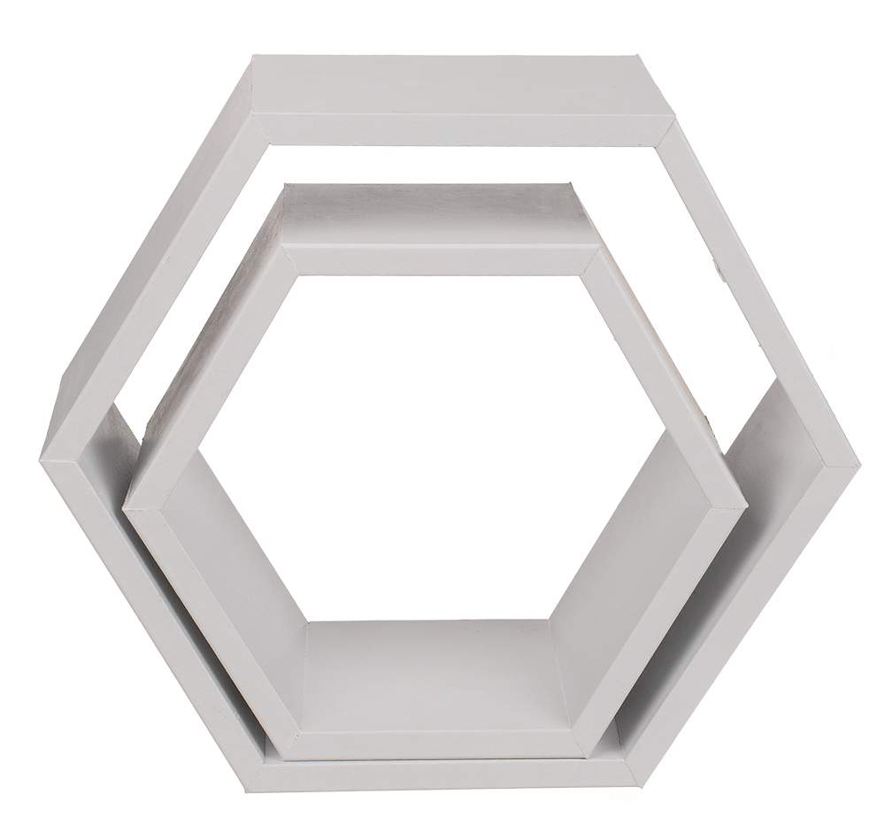 White colored wooden shelf, 6 squares,