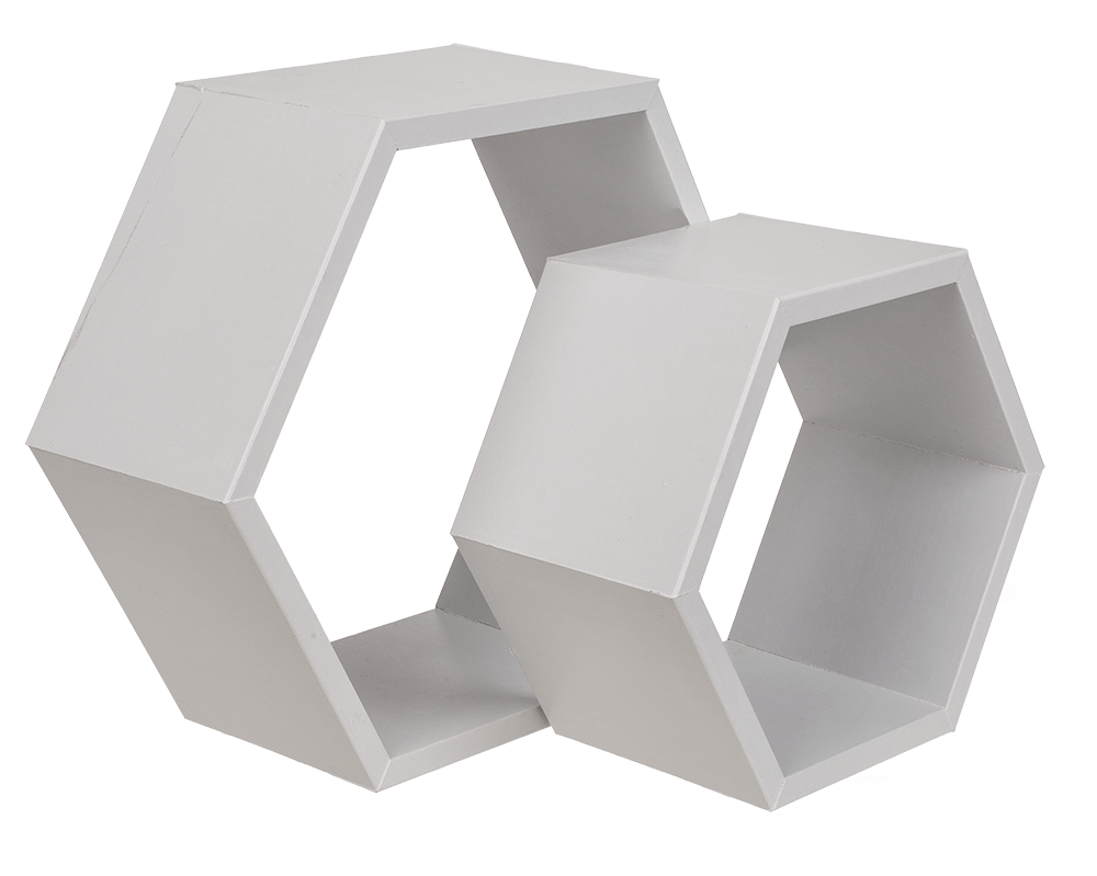 White colored wooden shelf, 6 squares,