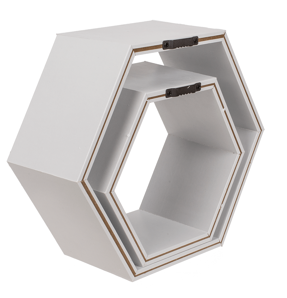 White colored wooden shelf, 6 squares,