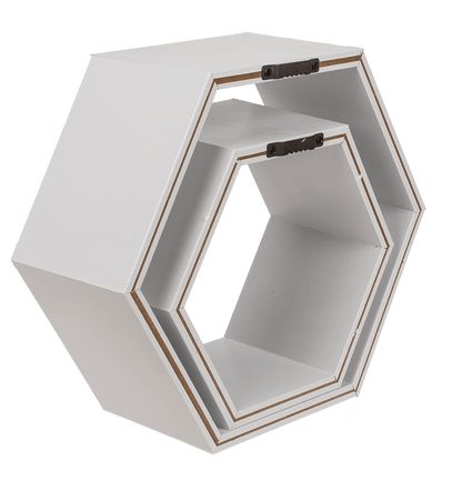 White colored wooden shelf, 6 squares,