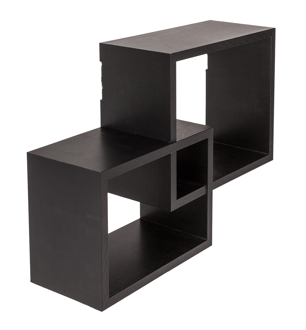 Black wooden wall shelf, Set of 2 pcs,