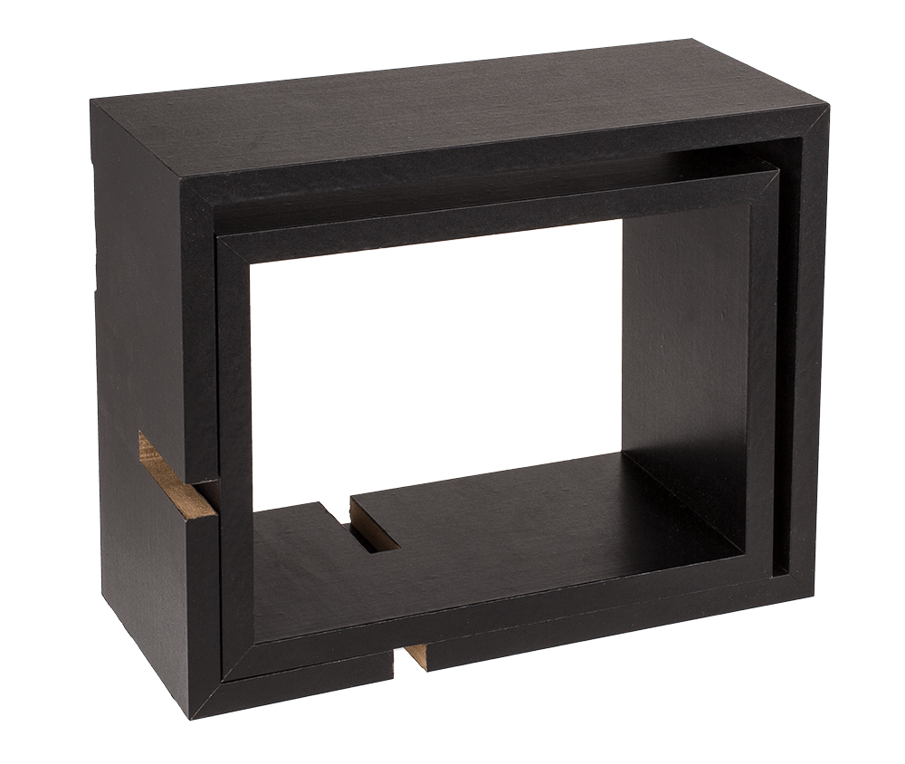 Black wooden wall shelf, Set of 2 pcs,