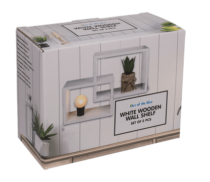 White colored wooden shelf, set of 2 pcs,