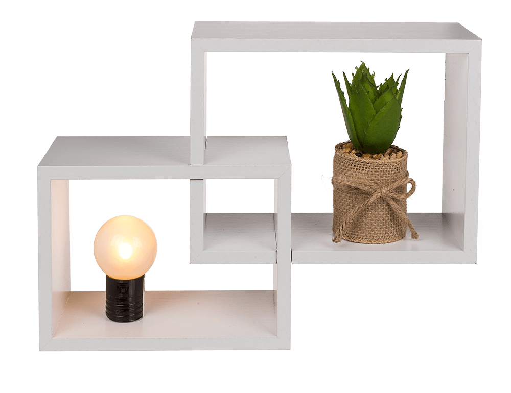 White colored wooden shelf, set of 2 pcs,