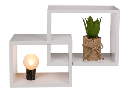 White colored wooden shelf, set of 2 pcs,