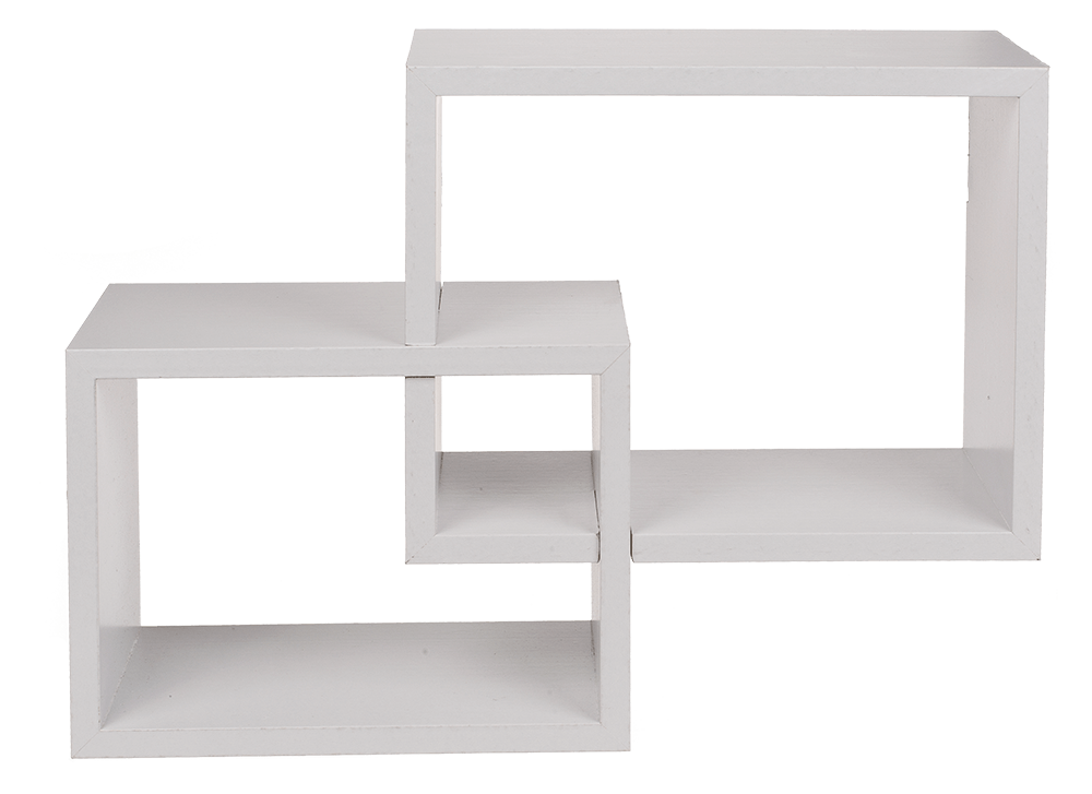 White colored wooden shelf, set of 2 pcs,