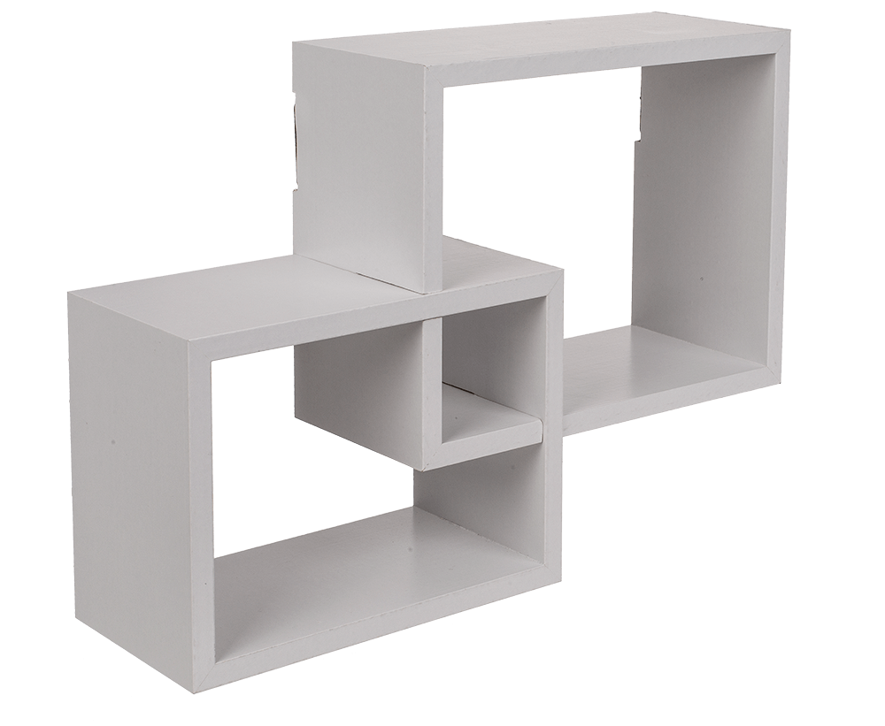 White colored wooden shelf, set of 2 pcs,