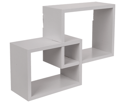White colored wooden shelf, set of 2 pcs,