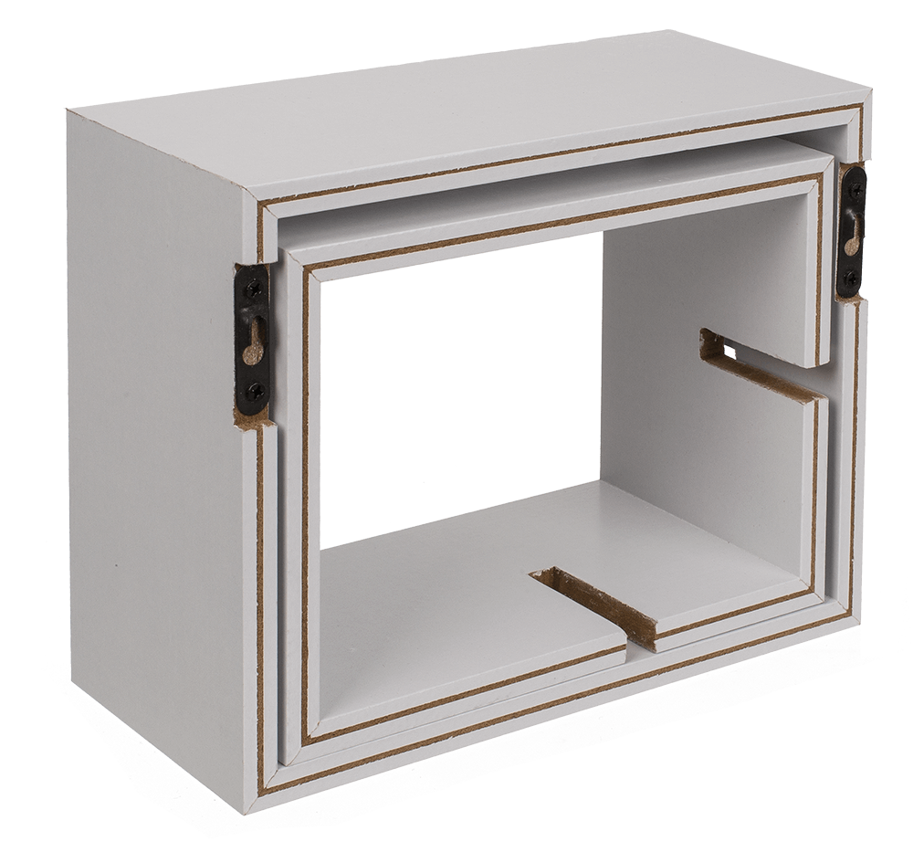 White colored wooden shelf, set of 2 pcs,