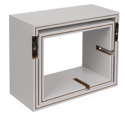 White colored wooden shelf, set of 2 pcs,