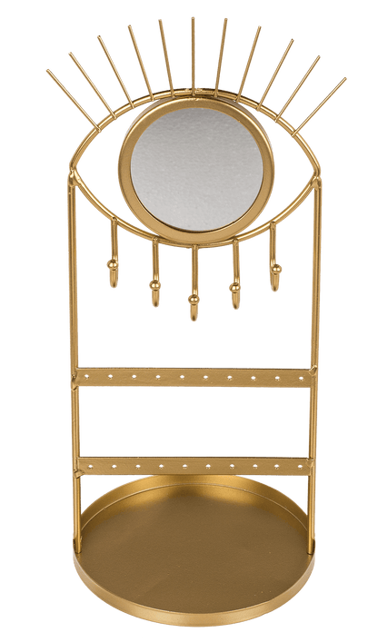 Golden metal jewellery holder with mirror, Eye,