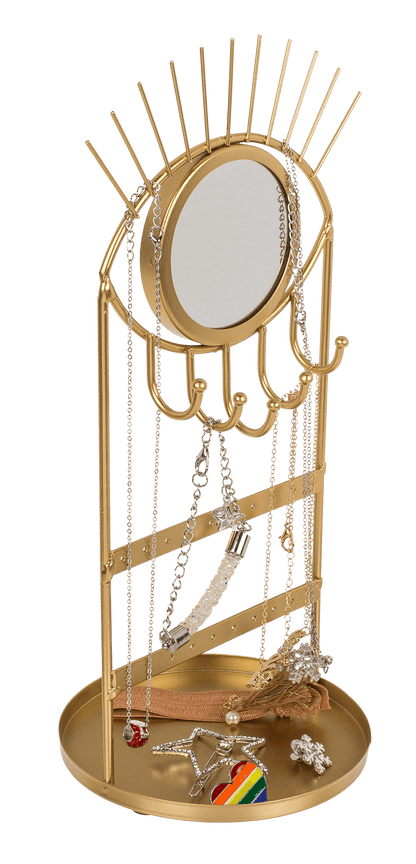Golden metal jewellery holder with mirror, Eye,