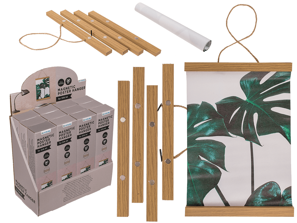Magnetic wooden poster hanger, incl. picture,