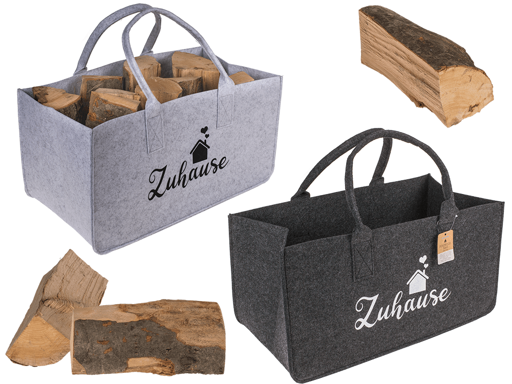 Grey felt bag for wood, Zuhause,
