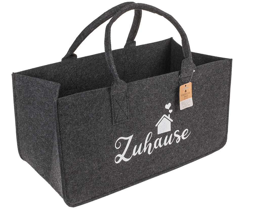 Grey felt bag for wood, Zuhause,