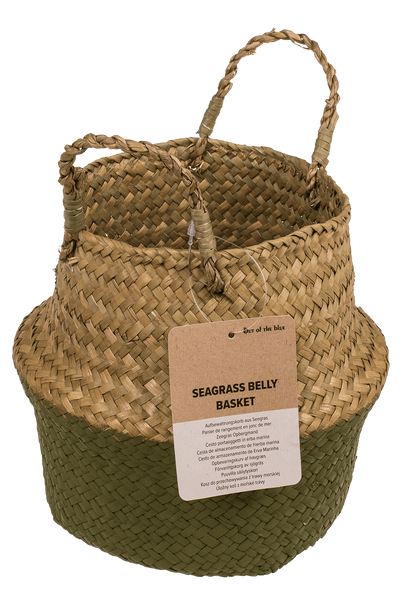 Belly basket made of seagrass, with 2 handles,