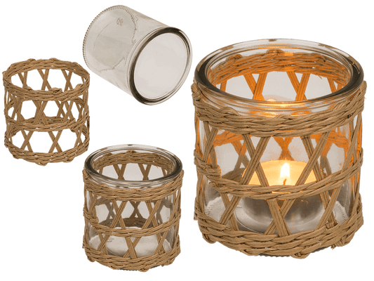 Seagrass/glass tealightholder,