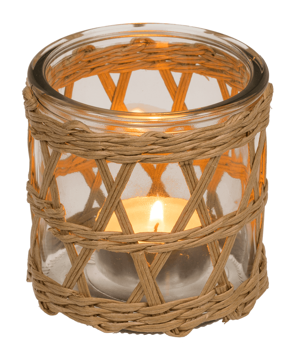 Seagrass/glass tealightholder,