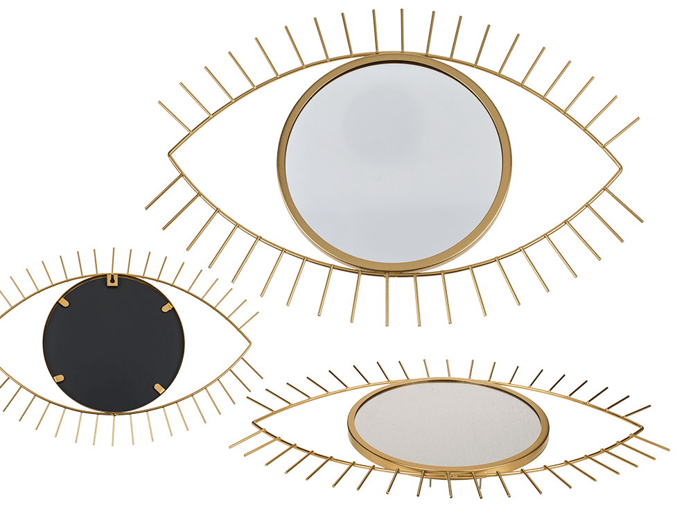 Golden colored metal mirror, eye,