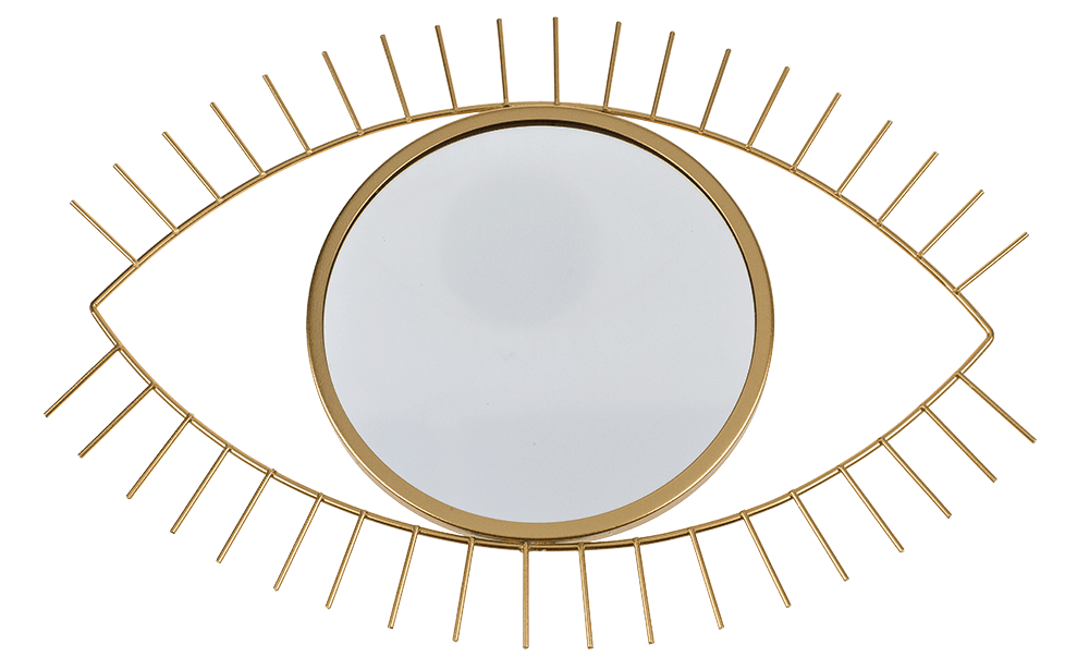Golden colored metal mirror, eye,