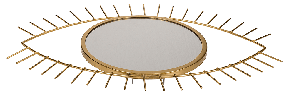 Golden colored metal mirror, eye,