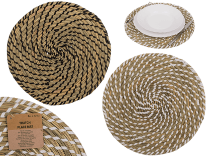 Round thatch place mat, D: ca. 32 cm,
