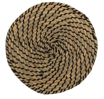 Round thatch place mat, D: ca. 32 cm,