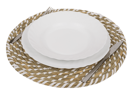 Round thatch place mat, D: ca. 32 cm,